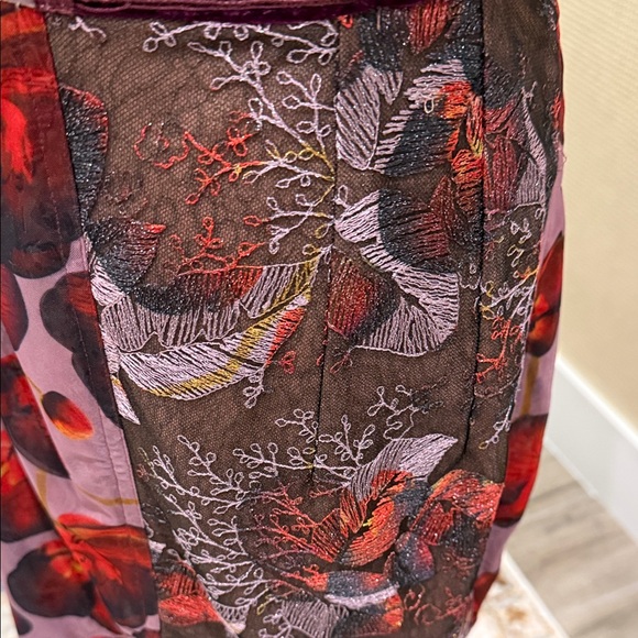 Byron Lars, Elegant,Unique Floral Sheer Maxi Dress, Red/Purple Accents, size 10 - Picture 5 of 15